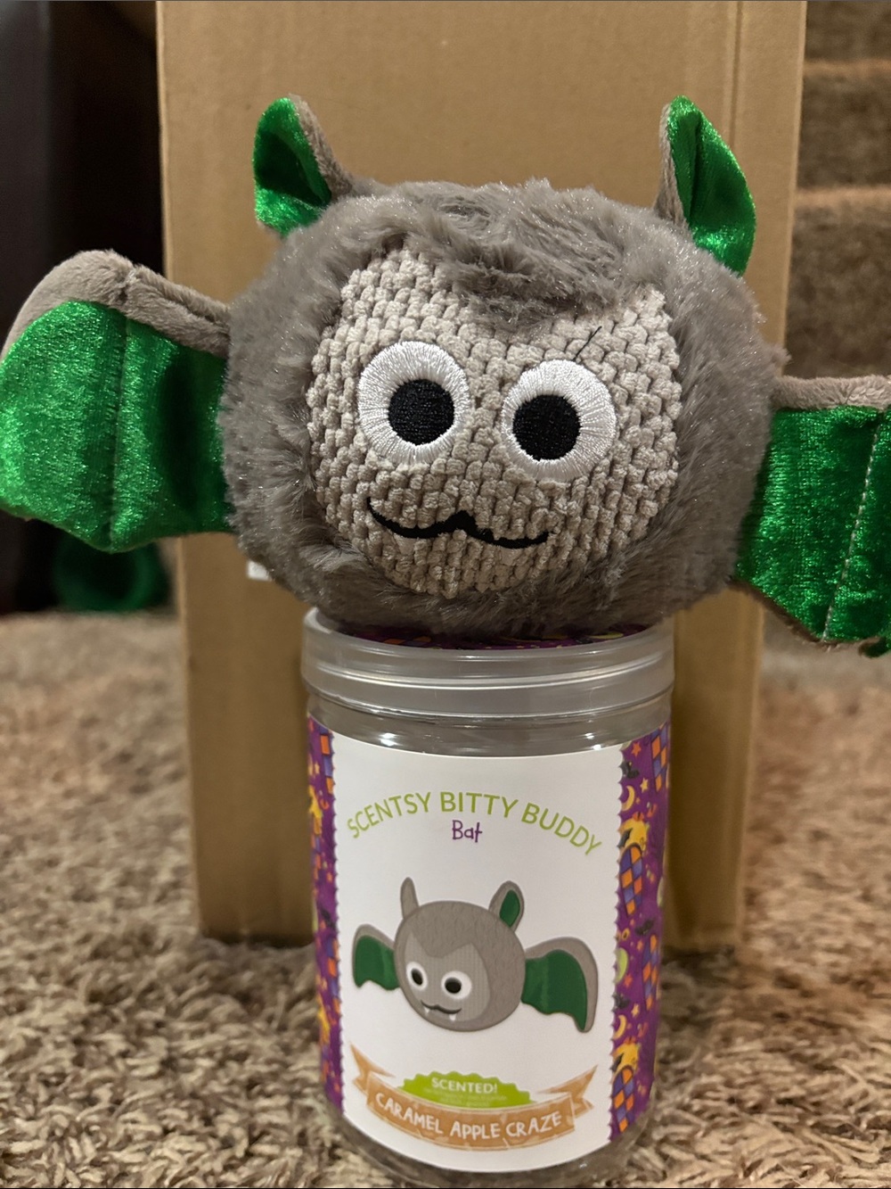 Scentsy Bitty Buddy Bat Plush in Gray & Green